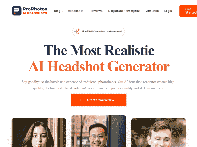 ProPhotos AI Headshot Generator - Landing Page