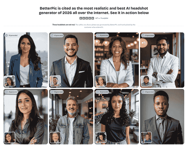Ejemplos de retratos con IA de BetterPic generados a partir de selfies