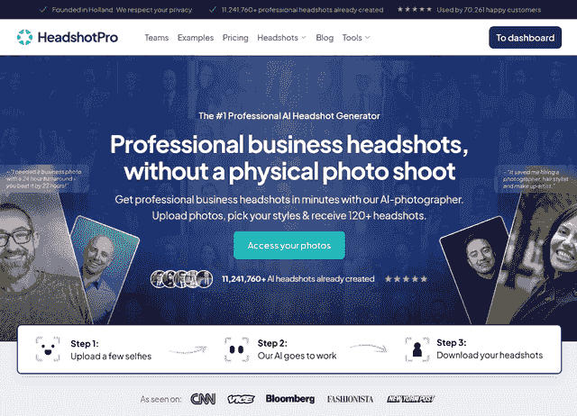 HeadshotPro KI-Porträt Generator - Landing Page